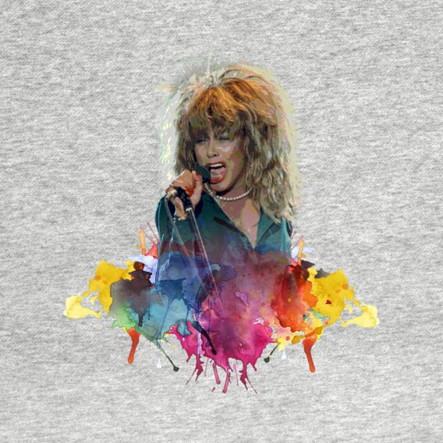 TINA TURNER WITH SPLASH COLOR ART PAINTING by MufaArtsDesigns